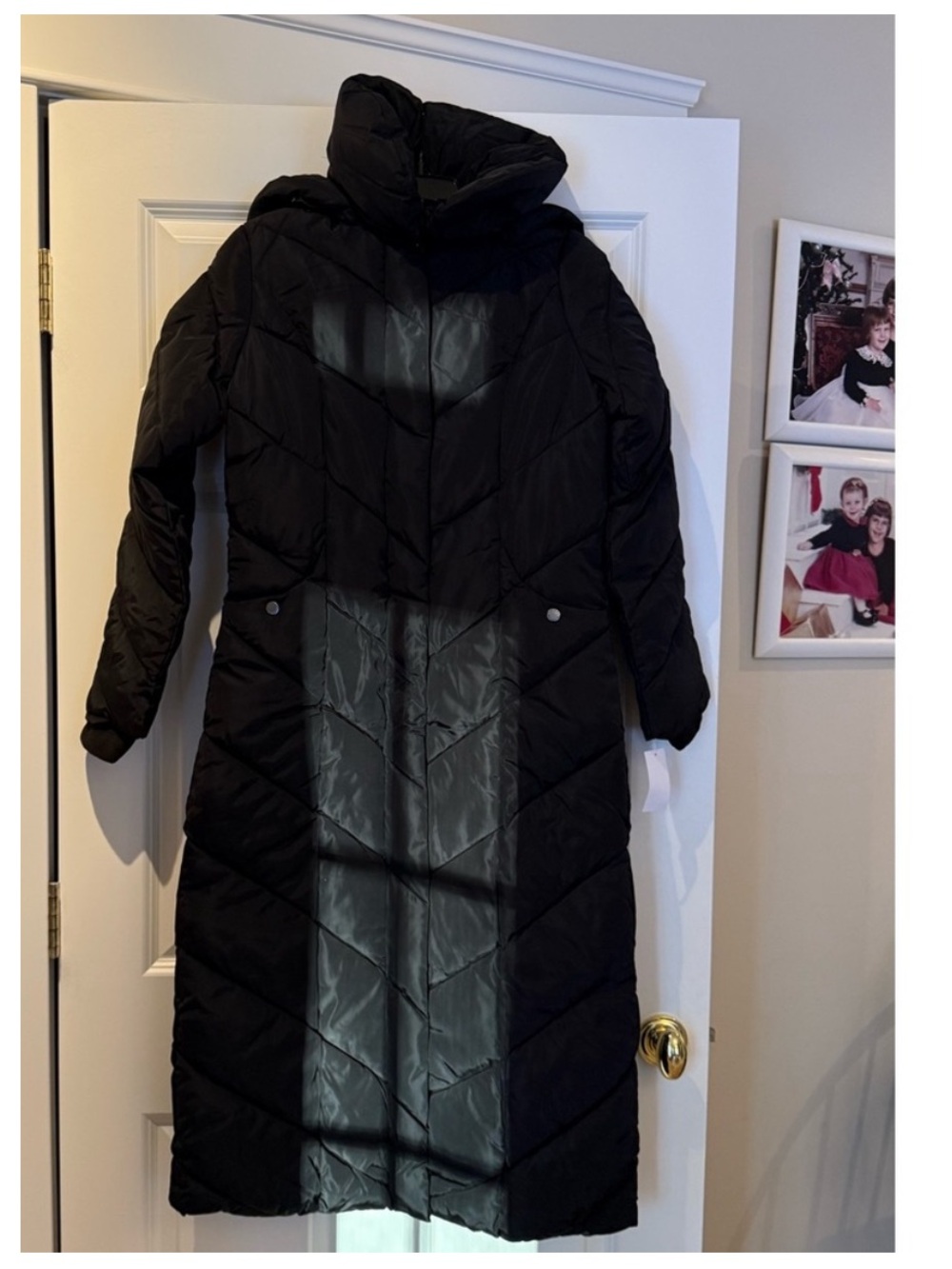 STEVE MADDEN women’s Long Chevron Maxi Puffer Coat